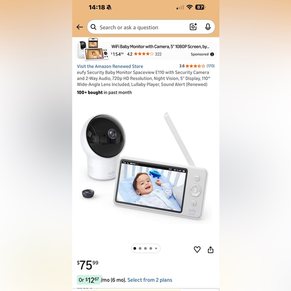 eufy Security Baby Monitor with Camera, White
